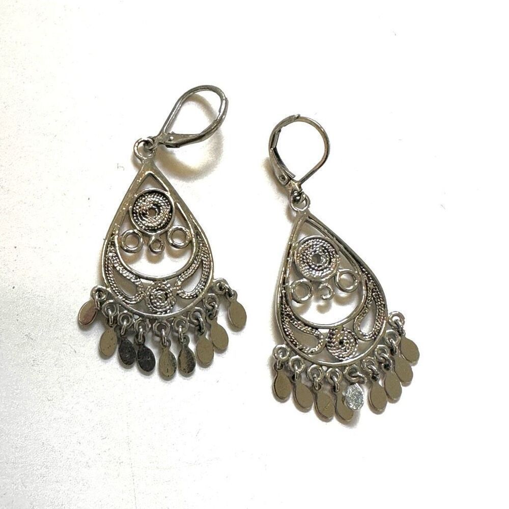 Silver tone teardrop earrings